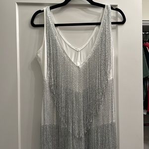 Silver all over fringe dress